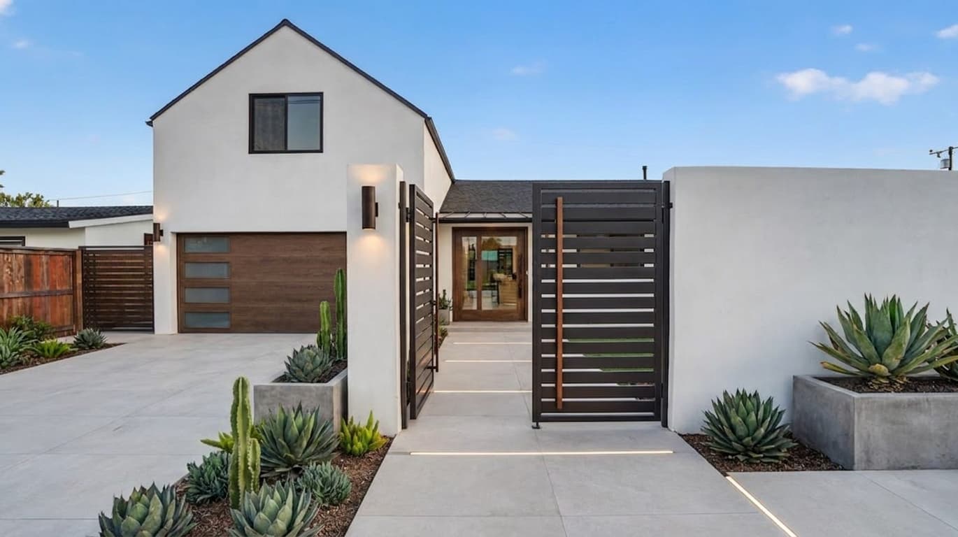 Street elevation and gated entry